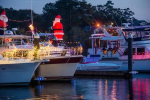 Boats at the Light Up the Lake Christmas Festival in Lake Charles