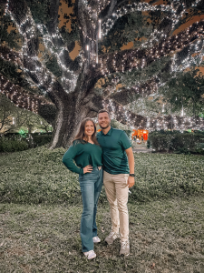 Couple at New Orleans' Christmas in the Oaks - holiday attractions in louisiana
